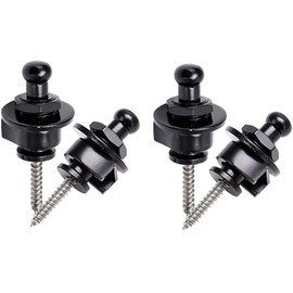 Mesee Pack of 4 Guitar Strap Locks, Guitar Strap Buttons, Safety Straps Buttons, Guitar Strap Holding System for Electric Acoustic Guitar, Bass Strap Locks, Black