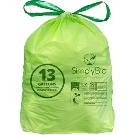 13 Gallon Compostable Trash Bags with Drawstring, Heavy Duty Extra Thick 1 Mil, 49.21 Liter, 30 Bags, Tall Kitchen Food Scrap Waste Bag, US BPI and OK Compost Home Certified (13 Gallon 30 Count)