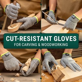 BeaverCraft Wood Carving Gloves CRG - Cutting Cut Resistant Gloves Level 5 for Whittling, Woodworking, Food Prep
