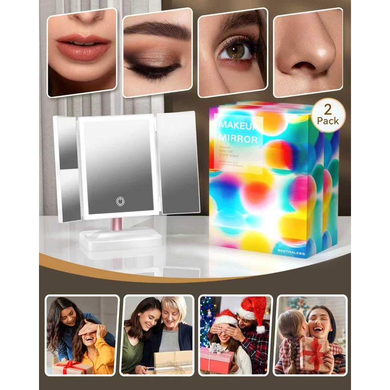BERTHALESS 2 Pack for Mom Makeup Mirror Vanity Mirror with