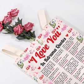 MEIKIUP K-Drama Inspired Gift I Love You In Kdrama Quotes Tote Bag K-Drama Lover Gift Korean Fans (CA Kdrama Quotes TB)