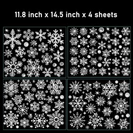 147 PCS Glitter Snowflake Christmas Window Stickers Sparkling Snowflake Christmas Window Clings Winter Wonderland Decorations for Home Christmas Party
