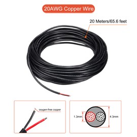 sourcing map Power Cable 2 Conductor Electrical Wire 20AWG 65.6ft 20 Meters UL2464 Electrical Wire PVC Cord Copper Cable for LED Strips Lamps Lighting