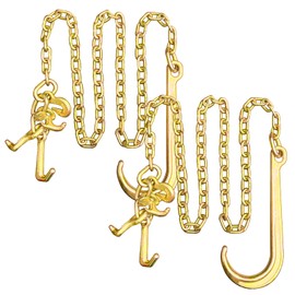 SENKEYFE 2PCS G80 j Hooks Tow Chain, 5/16"x6' Recovery Tow Hooks Chain 15IN J Hook w/RTJ & Grab Hook, 18800LBS Tow Truck Accessories J Hooks, Bridle Tow Transport Chain, Wrecker Towing Truck Equipment