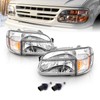 AmeriLite Chrome Replacement Headlights Lamp w/Corner Parking Turn Signal Set