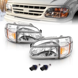 AmeriLite Chrome Replacement Headlights Lamp w/Corner Parking Turn Signal Set For 1995-2001 Ford Explorer - Passenger and Driver Side
