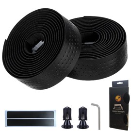 LEXICANMHS Cycling Bicycle Handlebar Tape, Waterproof, Non-Slip and Shock Absorbing with Leather Look for Road Bike and Urban Cycling, Includes Masking Tape and Aluminium Alloy Handlebar Plug, 200 x 3