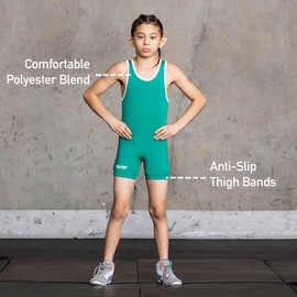 Elite Sports Kids Wrestling Youth Singlet, Standard Boys Wrestling Singlets (Green, Small)