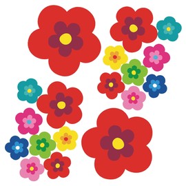 tradercat pril Flower Sticker, Car Sticker, Flowers, 18 Pieces as a Set, Retro Sticker for Any Smooth Surface, Ideal for Your Car, Prilblumen Sticker (Red)