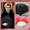 AstraGlam 2PCS Bamboo Folding Hand Fans in Red and Black