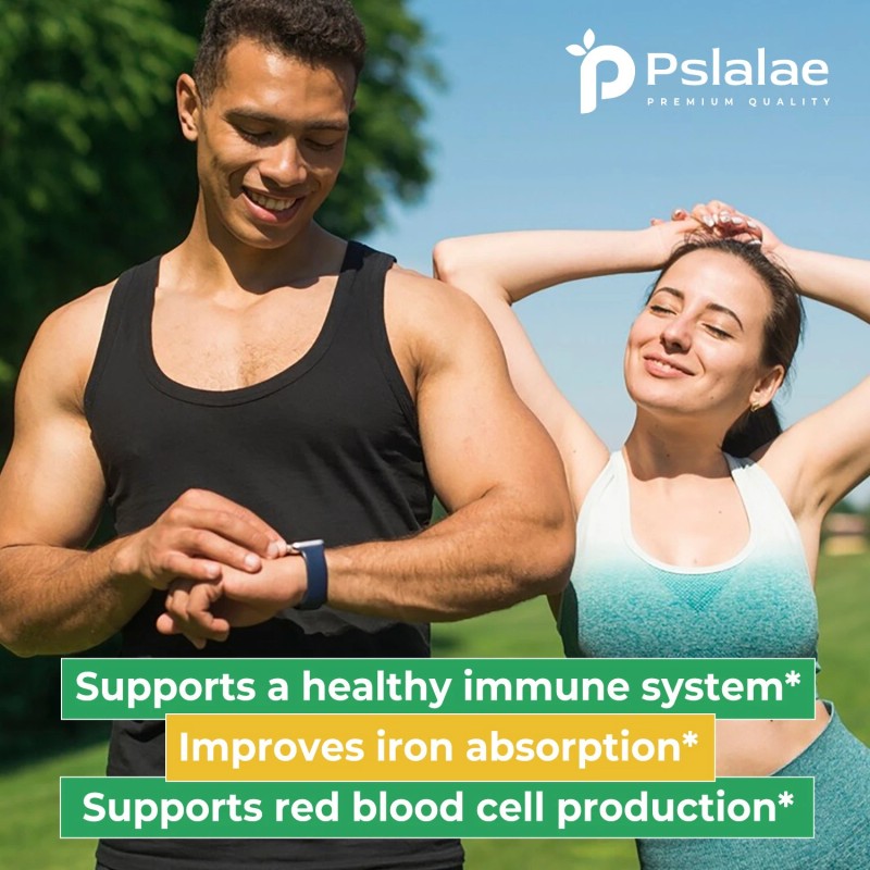 pslalae Iron Supplements 650mg - with Vitamin C - Absorbs