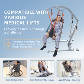 BUYHAO Patient Lift Sling for Home Use, Padded U-Sling with Asjustable Head Support, Universal Patient Lift Sling, Divided Leg Sling for toileting, Transfer Lift Slings, Size M, Supports up to 500 lbs