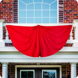 G128 Solid Red Color Pleated Fan Flag | 3x6 Ft | Printed 150D Polyester | Color Fan Flag Decoration, Indoor/Outdoor, Vibrant Colors, Brass Grommets