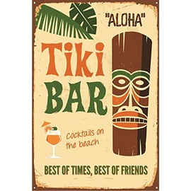 Metal Plaque Wall Sign Tiki Bar Aloha Gift 15 x 20 cm