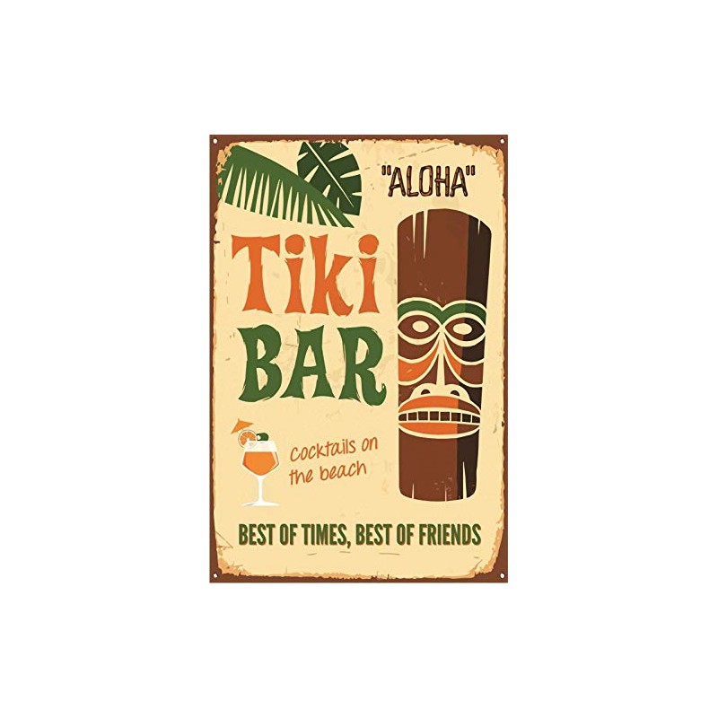 Metal Plaque Wall Sign Tiki Bar Aloha Gift 15 x