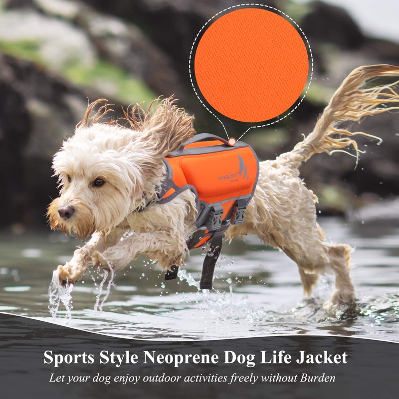VIVAGLORY High Buoyancy Dog Life Vest, Swimming Vest with Handle,