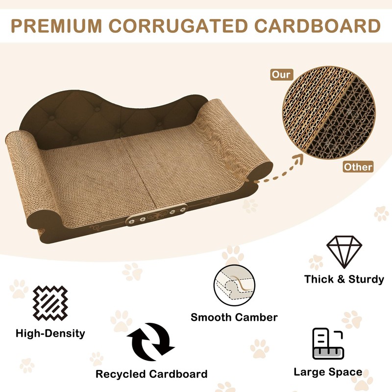DWCN 26" Large Cat Scratcher Bed, Durable Cardboard Cat Couch