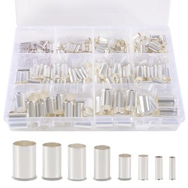 305PCS Wire Ferrules Kits, 12 10 8 6 4 2 1/0 2/0 Wire Crimp Connector Ferrules, Silver Plated Copper Crimp Terminal Connectors, Insulated Electrical Cable Pin Cord End Terminal Sleeves