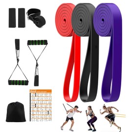 wadafen Resistance Bands, Fitness Bands, Resistance Bands Set of 3 Different Resistance Bands for Stretching, Yoga, Cross Fitness, Pilates, Includes Door Anchor, Handles, Protective Case, Carry Bag