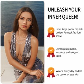 Eterjew Italy 5mm Solid 925 Sterling Silver Paperclip Chain Necklace for Women, Women's Silver Chain Necklace for Women 24 Inch