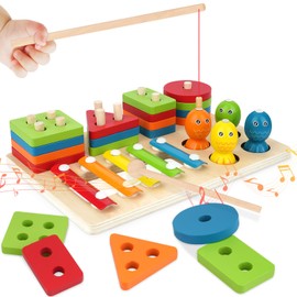 3-in-1 Montessori Toy from 1 Year, Toy from 2 3 4 Years, Montessori Toy 2 Years, Wooden Toy Children's Toy from 1 Year, Educational Games Motor Skills Toy Learning Toy Gift Children Baby