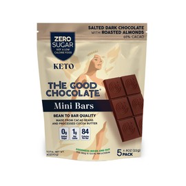 The Good Chocolate - Salted Almonds Keto Chocolate Mini Bars, Zero Sugar, Lower Net Carb Snack, Lower Calorie, Vegan Chocolate Candy, 1 Snack Pack