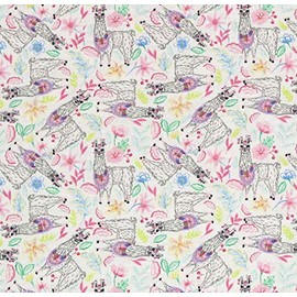 100% Cotton Flannel Fabric Sold by The Yard 1 Yard = 36 in. Length (Packed Floral Llamas)