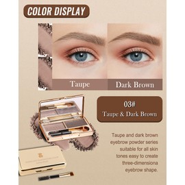 Eyebrow Powder Kit,2 Colors Dark Brown/Dark Coffee Eye Brow Powder Tinting Palette,Long-Lasting Waterproof Brow Filler Defined Natural Eyebrow Contour Mother's Makeup Gift with Brow Brush &Razor-03