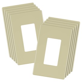 LIDER Matte Finish Decorator Switch Cover, Screwless Wall Plate, Mid-Size 1-Gang 4.88" x 3.11", Unbreakable Polycarbonate Thermoplastic, UL Listed, LSWP-31M-I10P, Ivory, 10 pack