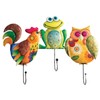 Dekorative Wandhaken Set, 3-teilig, Hahn Eule Frosch Design, Bunte Metallhaken