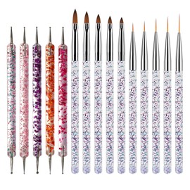Nail Art Pens Set of 15 Nail Brushes Nail Brushes Extra Fine Dot Pens Dot Sticks 2 Way Nail Art Brush Set for Gel Nail Painting Brush Pull Line Drawing Pen Nail Tool for Beginners Professional Nail