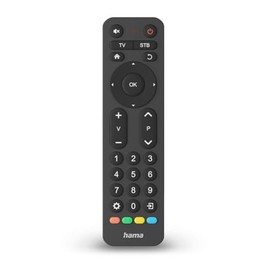 Hama Universal TV Remote Control for 2 Devices, Large Buttons (Infrared, Learnable, Luminous Buttons, Preprogrammed, Ideal e.g. for TV, VCR, Receiver, 10 m Range) Black