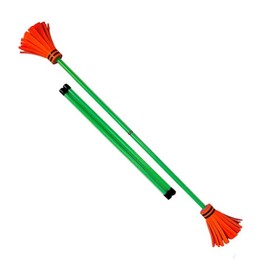 Z-Stix Juggling Flower Sticks-Devil Stick and 2 Hand Sticks - UV Reactive - UV Green Stick with UV Orange Flowers