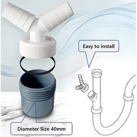 BAPPKON Dishwasher and Washing Machine Drain Connection Adapter Type Y, Inlet Pipe Diameter 18-24 mm, Outlet Pipe Diameter 40 mm, with 2-Piece Hose clamp Diameter 20-32 mm