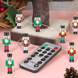Nutcracker Soldier String Lights with Remote, 10ft 30LEDs, Battery Operated with USB Cable Port, Multi-Color Warm Light Christmas Tree Decor Xmas Gift Indoor Living Room Decorations Window Kid's Tent