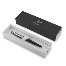 Parker Jotter Gel Pen | Bond Street Black with Chrome Trim | Medium Point Black Ink (0.7 mm) | Gift Box