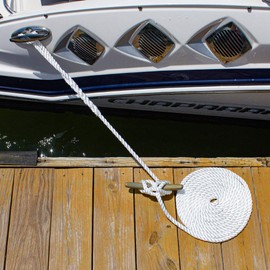 SGT KNOTS Twisted Nylon Dockline - Long Lasting and All Purpose 3 Strand Marine Ropes for Boat/Boats (1/2" x 25ft - 2 Pack, White)