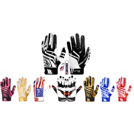 LYRX Professional Football Receiver Gloves with Optimal Silicone Palm Non-Slip Grip Control Ultra-Stick Sports Lightweight Glove and Precision Fit Youth | Adult (Jester, Adult L (7.5"))
