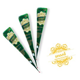 Shahi 6 Pack 100% Natural Henna Cones, Ready to Use Organic Henna Paste Cones, Mehandi Cone Made From Triple Sifted Henna Leaf Powder, Long-lasting Henna Paste for Festivals, Chemical-free