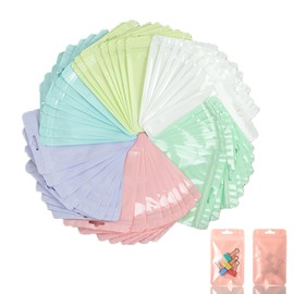 KASESSS 120 Pieces Mylar Bags, Thickened Seal Bags, Transparent Sample Bags, Colourful Little bags, Jewellery Bracelet bags, Sweet Pouches 7.5x10CM, Resealable Pouches for Wedding,Christmas,Birthday