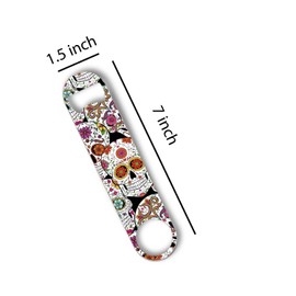 Stainless Steel Bottle Opener Flat Bottle Opener Durable Beer Bottle Opener for Home Kitchen Bar Restaurant Party 7 inches (Skull Flower)