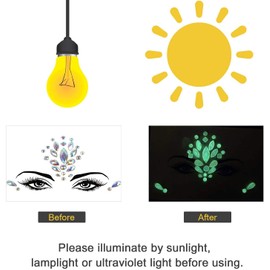 ACEmedia 8 Sets luminous Face Jewels - Temporary Face Tattoo Stickers , Mermaid Face Jewels Stick On , Crystal Glitter Stickers Waterproof Face Jewels , Accessories for Rave Festival