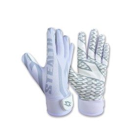 Stealth Football Receiver Gloves White - Battle College Lineman Football Receiver Gloves Be a Villain Not a Joker Adult Men Youth Boys Small to XXL Sizes