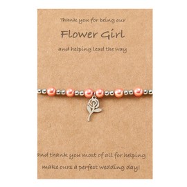 CERSLIMO Flower Girl Proposal Bracelet Gifts - Thank You for Being Our Flower Girl Jewelry Gifts for Girls Kids Child, Flower Girl Proposal Gifts Bracelet for Little Girls, Flower Girl Gifts, Pink