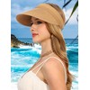 Womens Beach Straw Sun Visor Hat Ponytail Hole UV Protection