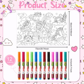 Mindsoft Coloring Craft Coloring Pillowcase Unicorn Pillowcase with 12 Pcs Markers Pens for Decoration Supplies Craft, 28.7 x 19.7 Inch