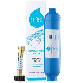 Mist 40043 Replacement for Camco RV Inline Water Filter 40043, 40013, 40041, with Flexible Hose Protector. Reduces Bad Taste, Odors, Chlorine, Lead and Sediment, 1 Pack