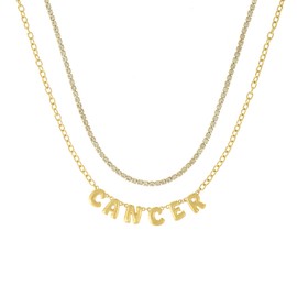 MADISON TYLER Zodiac Bubble Letter Necklace Gold | Rhinestone Necklace for Women | Trendy Layered Necklaces for Women 2024 | Constellation Necklace for Women | Birthday Gifts Astrology Gifts for