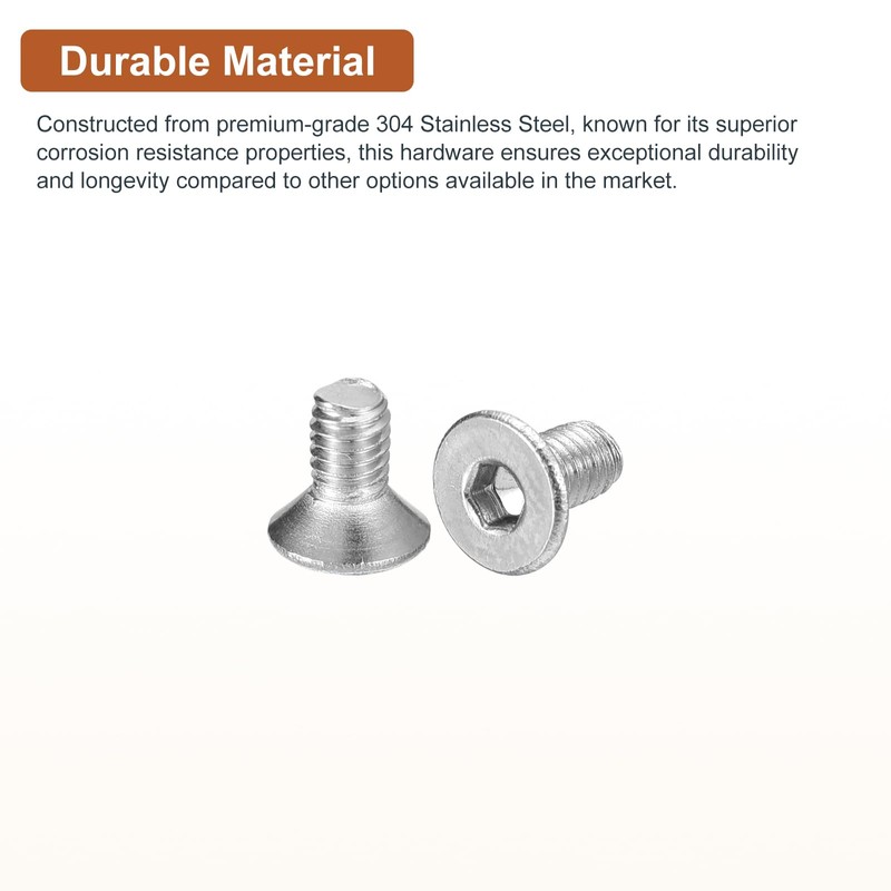 DTGN M3-0.5 x 6mm Flat Head Socket Cap Screws, 100