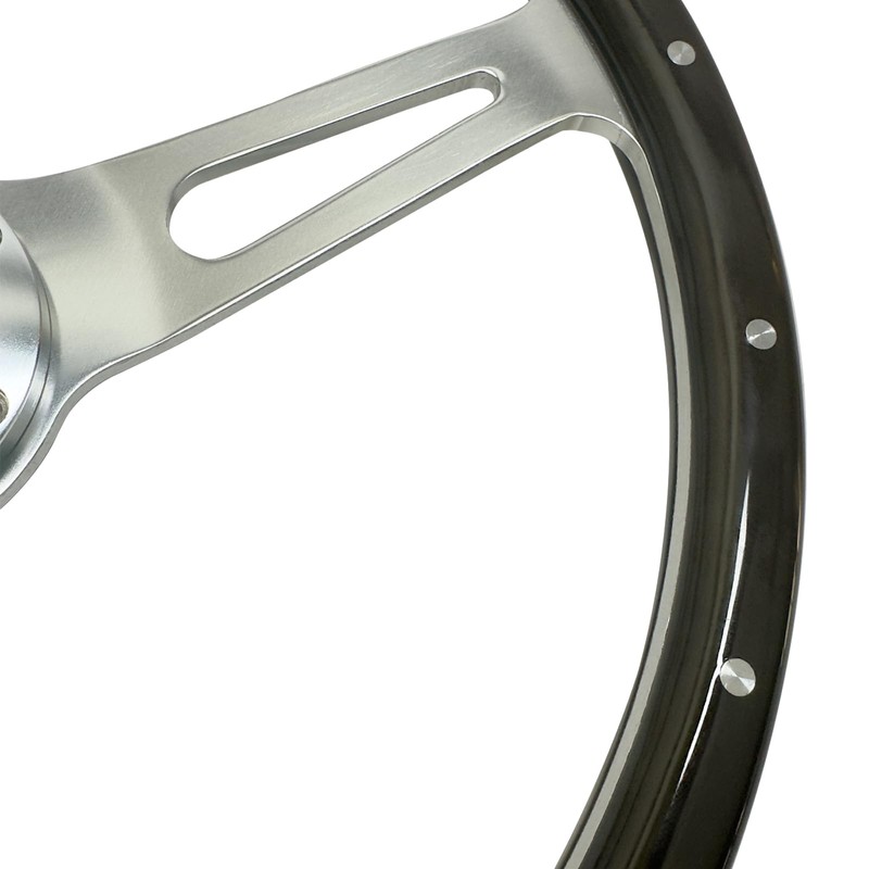 Hiracing 15inch Classic Wood Grain Steering Wheel With Riveted Light